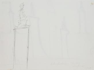 Fritz Wotruba, Entwurf für das Denkmal für Richard Wagner in Mainz, 1969, Bleistift, schwarzer  ...