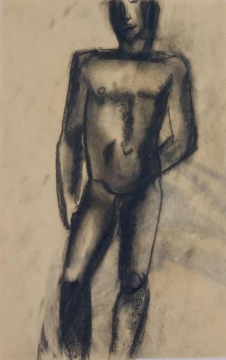 Fritz Wotruba, Jünglingsfigur, um 1933, Graphitstift, gewischt, auf Papier, Blattmaße: 38,5 × 2 ...