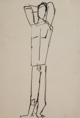 Fritz Wotruba, Figur, undatiert, Tusche mit Feder auf Papier
, Blattmaße: 29,6 × 20,8 cm, Belv ...