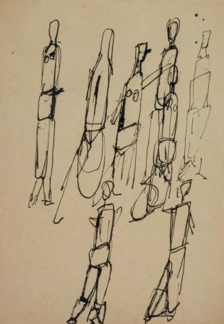 Fritz Wotruba, Mehrere Figuren, undatiert, Tusche mit Feder auf Papier
, Blattmaße: 29,6 × 21  ...