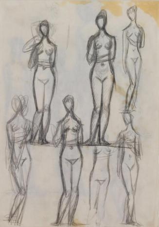 Fritz Wotruba, Stehende weibliche Figuren, 1948, Bleistift auf Papier, Blattmaße: 29,8 × 21 cm, ...