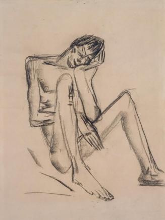 Fritz Wotruba, Figur, hockend, 1930, Kohlenstift auf Papier
, Blattmaße: 39,8 × 30 cm, Belvede ...