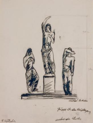 Fritz Wotruba, Drei Figuren 
(Entwurf für eine skulpturale Kirchenausstattung), 1933, Tusche mi ...