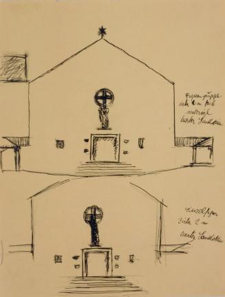 Fritz Wotruba, Entwurf für eine skulpturale Kirchenausstattung, 1933, Tusche mit Feder über Ble ...