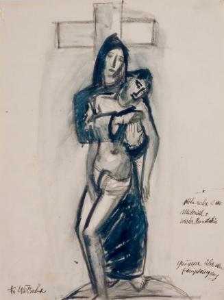 Fritz Wotruba, Pietà
 (Entwurf für eine skulpturale Kirchenausstattung), 1933, Tusche mit Pinse ...