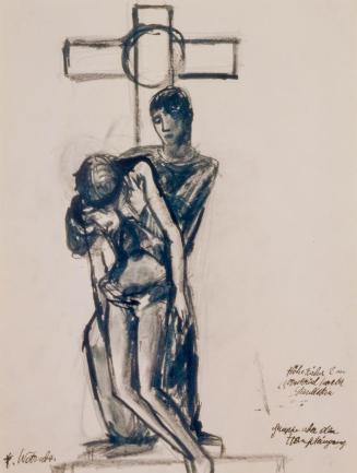 Fritz Wotruba, Kreuzabnahme
 (Entwurf für eine skulpturale Kirchenausstattung), 1933, Tusche mi ...