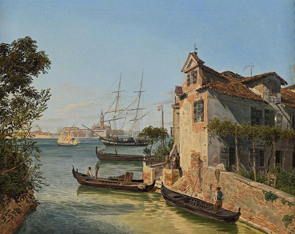 Jakob Alt, Blick auf San Giorgio Maggiore in Venedig, 1834, Öl auf Leinwand, 37 x 48 cm, Belved ...