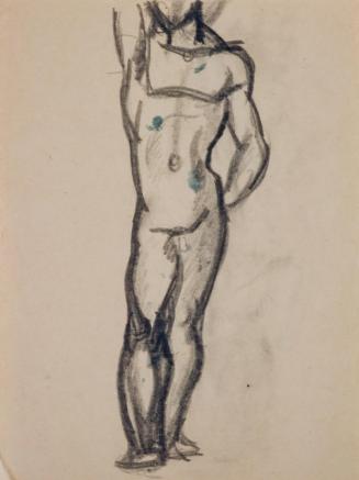 Fritz Wotruba, Figur, undatiert, Schwarze Pastellkreide auf Papier, Blattmaße: 32 × 24 cm, Belv ...