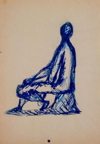 Fritz Wotruba, Figur, sitzend, 1945, Tinte mit Feder und Pinsel auf Papier
, Blattmaße: 29,6 × ...