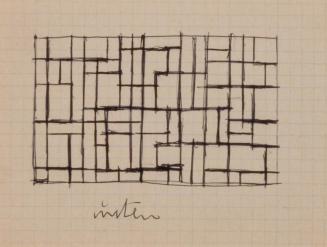 Fritz Wotruba, Entwurf für ein Eisengitter, 1963–1964, Kugelschreiber (schwarz) auf Papier
, B ...