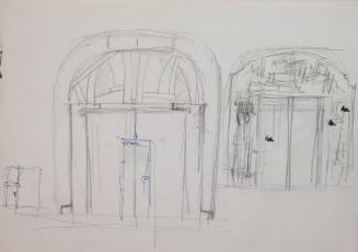 Fritz Wotruba, Entwurf für das Eingangsportal 
Haus Singerstrasse 11, 1963–1964, Bleistift und  ...