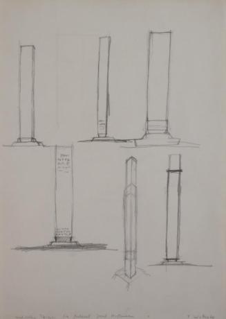 Fritz Wotruba, Entwürfe für ein Grabmal für Josef Hofmann, undatiert, Bleistift auf Papier
, B ...
