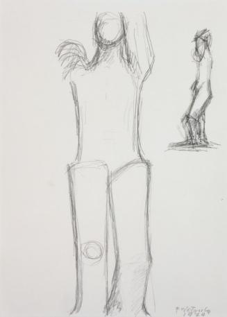 Fritz Wotruba, Zwei Figuren, 1974, Bleistift auf Papier, Blattmaße: 33,5 × 24 cm, Belvedere, Wi ...