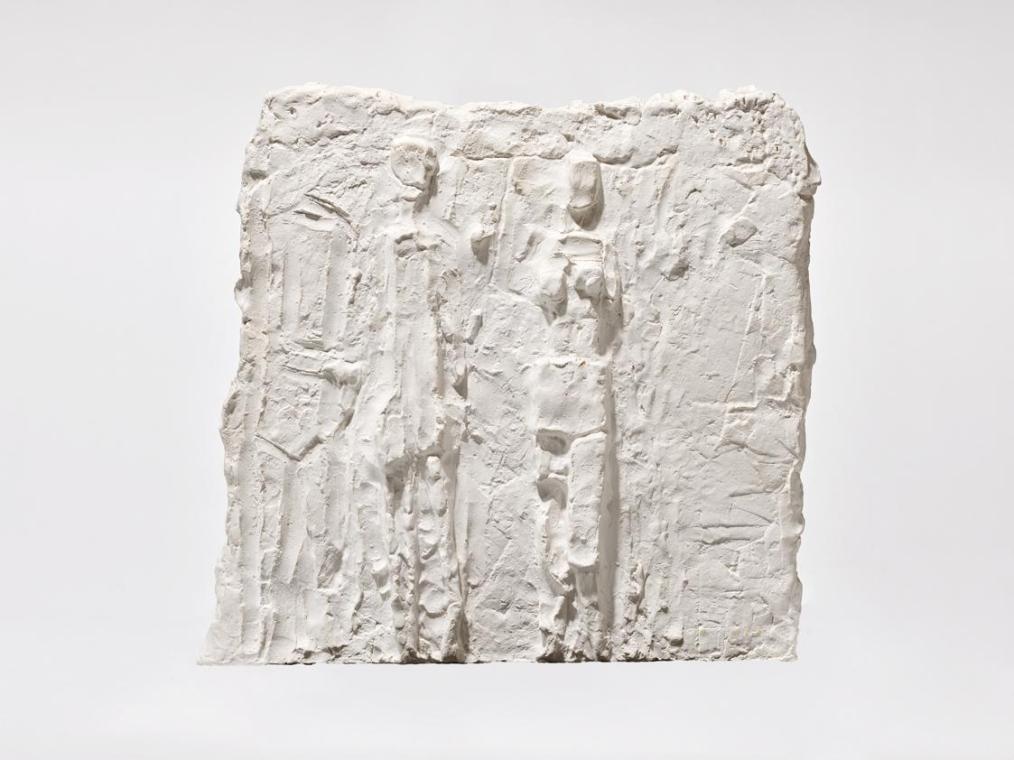 Fritz Wotruba, Relief mit drei Figuren, 1948, Gipsguss nach Tonmodell, 34 × 37 × 4 cm, Belveder ...