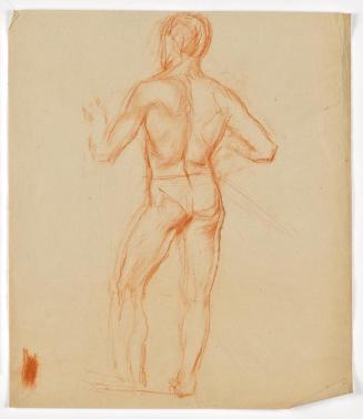 Walther Gamerith, Männlicher Rückenakt, undatiert, Rötel auf Papier, 52 × 45 cm, Belvedere, Wie ...
