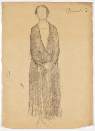 Walther Gamerith, Bildnis einer Dame (ganzfigurig), undatiert, Kohle auf Papier, 63 × 46 cm, Be ...