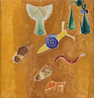 Max Weiler, Kinderspiele, 1953, Eitempera auf Leinwand, 76 × 74,5 cm, Artothek des Bundes, Daue ...