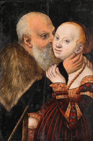 Lucas Cranach, Das ungleiche Paar, um 1530/40, Öl auf Holz, 20,2 × 14,5 cm, Belvedere, Wien, In ...
