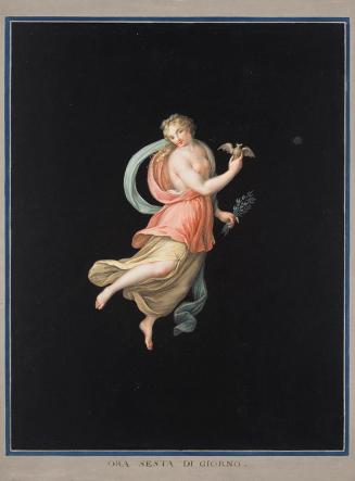 Michelangelo Maestri, Weibliche Allegorie der Nacht, um 1800, Gouache auf schwarzem Papier, 44  ...
