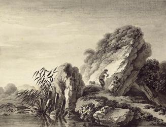 Deodatus de Roger, Hirtenszene in südlicher Landschaft, 1802, Tusche, laviert auf Papier, 21,3  ...
