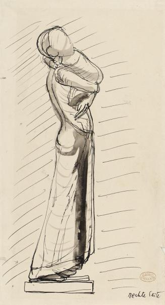Georg Ehrlich, Die Geschwister, 1933, Tusche, Feder, Pinsel auf Papier, 29,7 x 14,5 cm, Belvede ...
