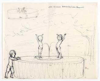 Georg Ehrlich, Skizze für einen Brunnen mit nackten Knaben, undatiert, Papier, 20,5 x 25,4 cm,  ...