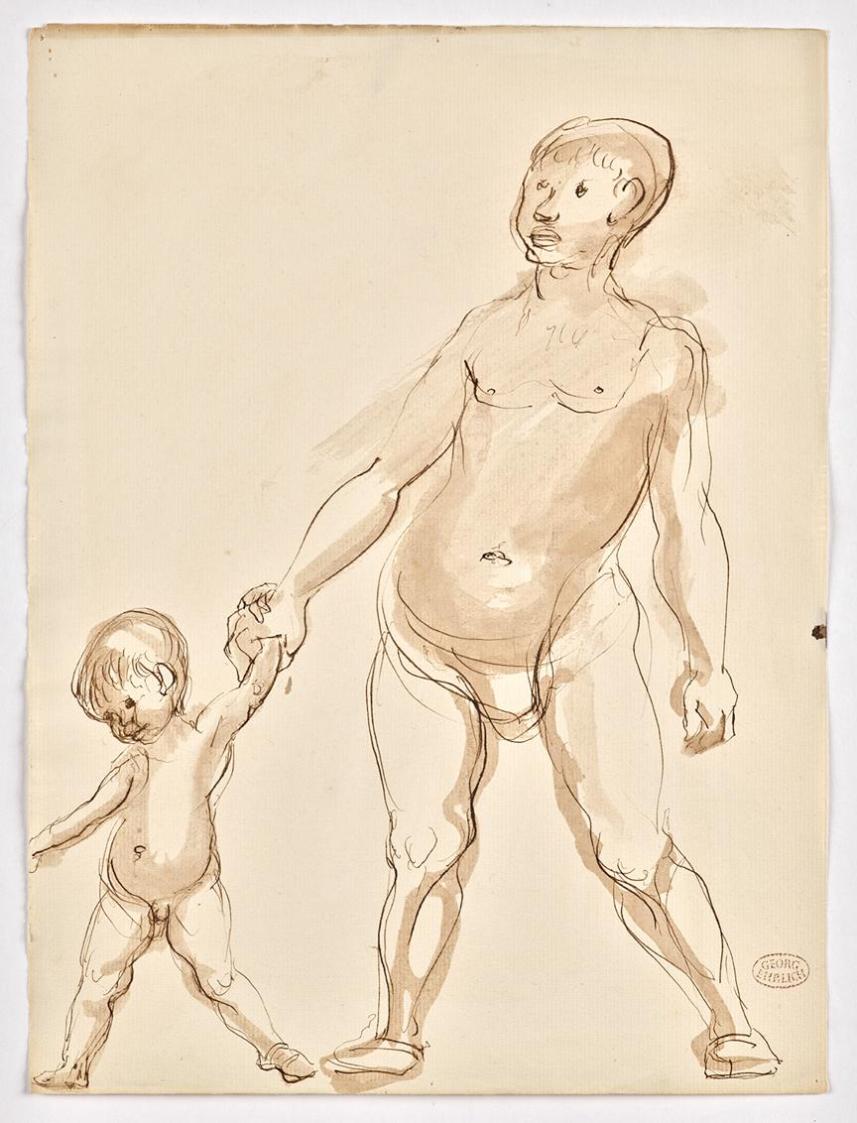 Georg Ehrlich, Nackter Mann mit Knabe, undatiert, Papier, 31,7 x 23,7 cm, Belvedere, Wien, Inv. ...