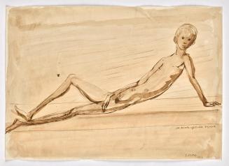 Georg Ehrlich, Entwurf für eine Bronze "The Recumbent Boy", 1949, Papier, 21,1 x 29,8 cm, Belve ...