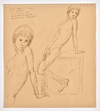 Georg Ehrlich, Entwurf für eine Bronze "The Recumbent Boy" (?), 1962, Papier, 22,8 x 20 cm, Bel ...