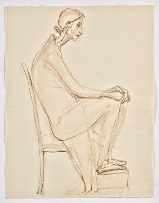 Georg Ehrlich, Sitzende Alte, 1964, Papier, 31,4 x 24 cm, Belvedere, Wien, Inv.-Nr. 10265/37a