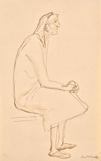 Georg Ehrlich, Sitzende Alte, 1964, Papier, 25,1 x 15,9 cm, Belvedere, Wien, Inv.-Nr. 10265/37b