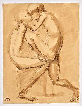 Georg Ehrlich, Faun, um 1949, Feder braun, Bleistift, aquarelliert, 31 x 23,6 cm, Belvedere, Wi ...