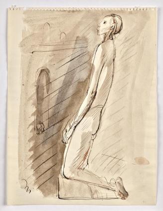 Georg Ehrlich, Betende in Grado, 1963, Feder braun und rotbraun, laviert, 30,3 x 22,8 cm, Belve ...