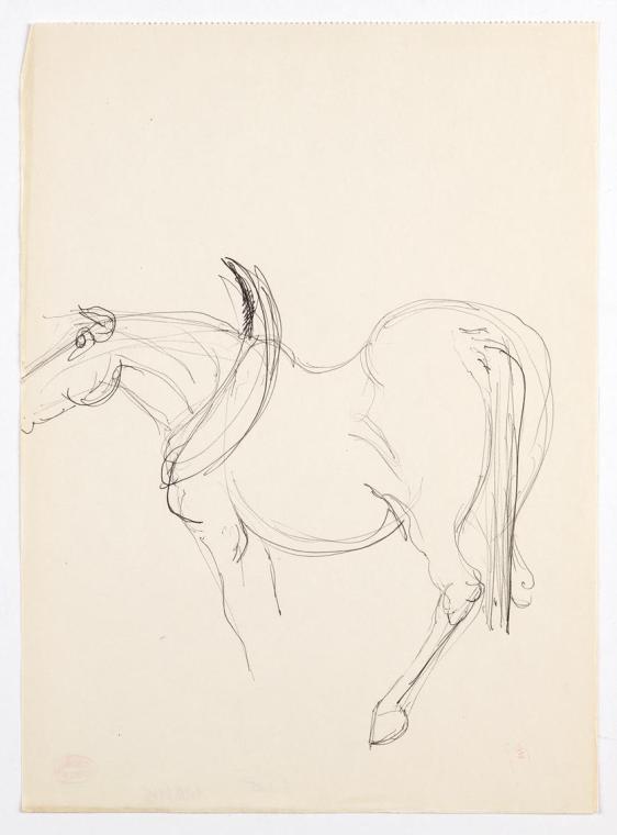 Georg Ehrlich, Stehendes Pferd, Kugelschreiber, 28,7 × 20,9 cm, Belvedere, Wien, Inv.-Nr. 10265 ...