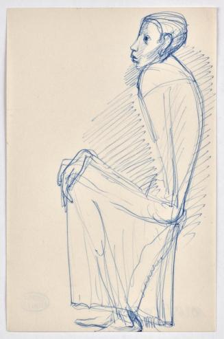 Georg Ehrlich, Sitzender, undatiert, Kugelschreiber auf Papier, Blattmaße: 17,8 × 11,4 cm, Belv ...