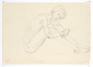 Georg Ehrlich, Knabe, seine Knie umarmend, undatiert, Bleistift auf Papier, Blattmaße: 20,9 × 2 ...