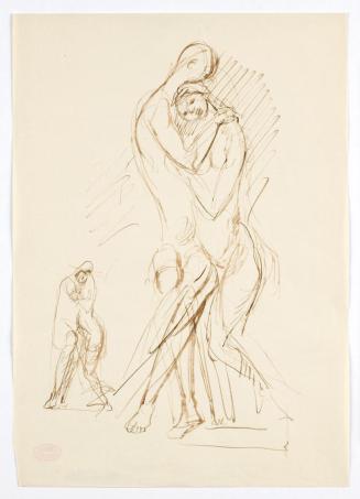 Georg Ehrlich, Sich umarmende Paare, undatiert, Tusche in braun, Blattmaße: 29,6 × 21,1 cm, Bel ...