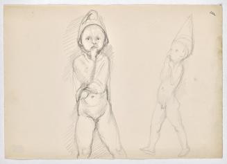 Georg Ehrlich, Kinder mit Zipfelmützen, undatiert, Bleistift auf Papier, Blattmaße: 21 × 29,7 c ...