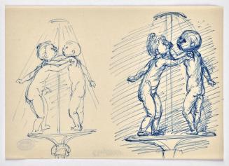 Georg Ehrlich, Brunnenentwürfe, undatiert, Kugelschreiber auf Papier, Blattmaße: 14,7 × 21,1 cm ...