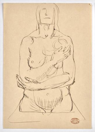 Georg Ehrlich, Mutter mit Kind, undatiert, Tusche in braun auf Papier, Blattmaße: 24,2 × 17 cm, ...