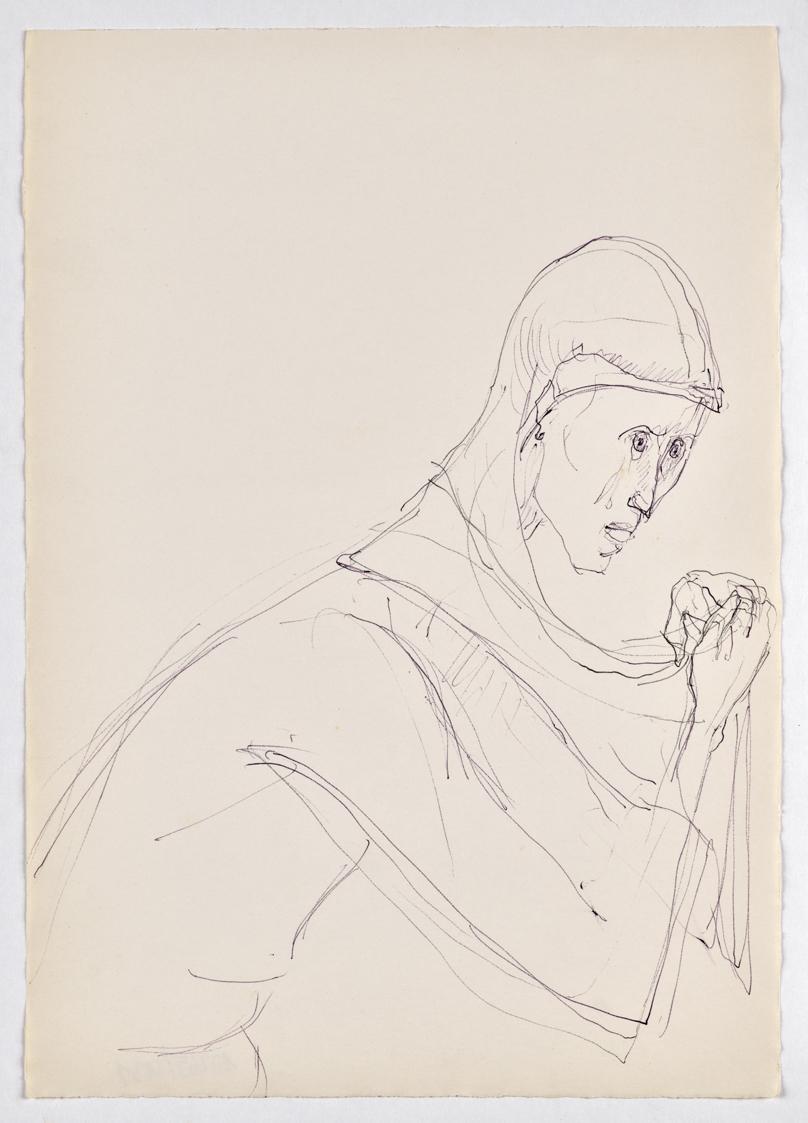 Georg Ehrlich, Betende, undatiert, Kugelschreiber auf Papier, Blattmaße: 29,5 × 20,8 cm, Belved ...