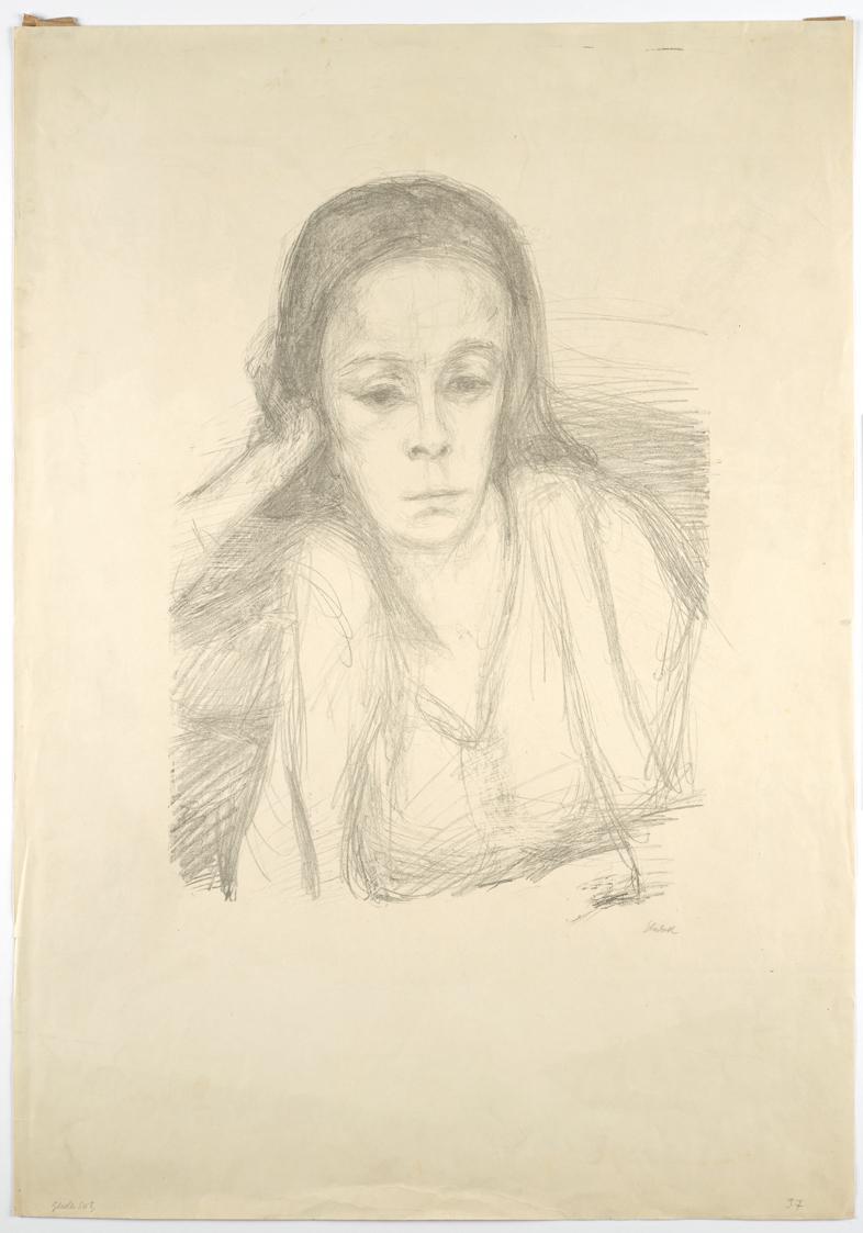 Georg Ehrlich, Porträt Gerda Seitz, 1937 (?), Lithografie auf Papier, Blattmaße: 71,2 × 50,1 cm ...