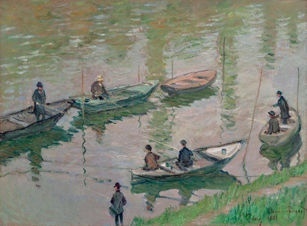 Claude Monet, Angler auf der Seine bei Poissy, 1882, Öl auf Leinwand, 59,8 x 81,7 cm, Belvedere ...