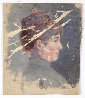 Walther Gamerith, Damenbildnis im Profil, vor 1949, Öl auf Leinwand, 23 × 20 cm, Belvedere, Wie ...