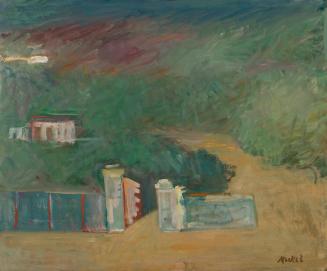 Georg Merkel, Landschaft bei Vence, 1959-1960, Öl auf Hartfaserplatte, 50 x 60,8 cm, Belvedere, ...