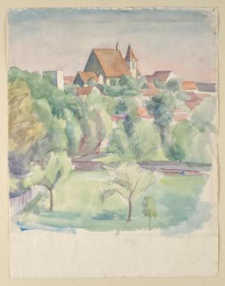 Walther Gamerith, Landschaft mit Kirche, undatiert, Aquarell auf Papier, 47,4 x 37 cm, Belveder ...
