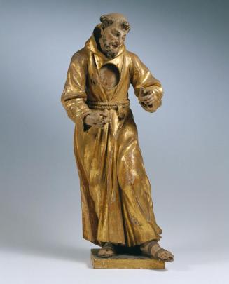 Unbekannter Künstler, Unbekannter Kapuziner-Heiliger, um 1750, Holz, farbig gefasst und vergold ...