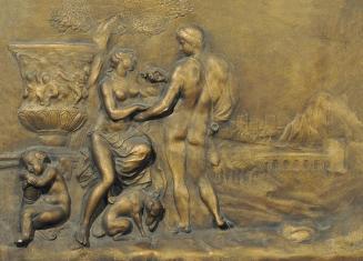 Matthäus Donner, Venus und Adonis, um 1750, Gips, mit Goldbronze überfasst, 35,7 x 50 cm, Belve ...