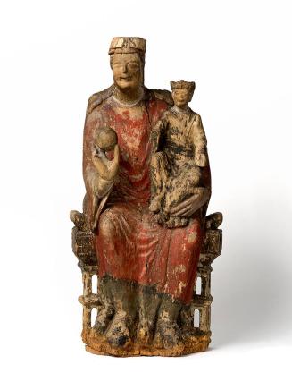 Österreichischer Bildschnitzer, Thronende Madonna mit Kind, Ende 12. Jahrhundert, Laubholz (Pap ...