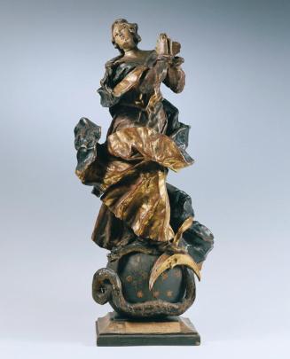 Unbekannter Künstler, Immaculata, Holz, gefasst und vergoldet, H. inklusive Sockel: 58 cm, Belv ...
